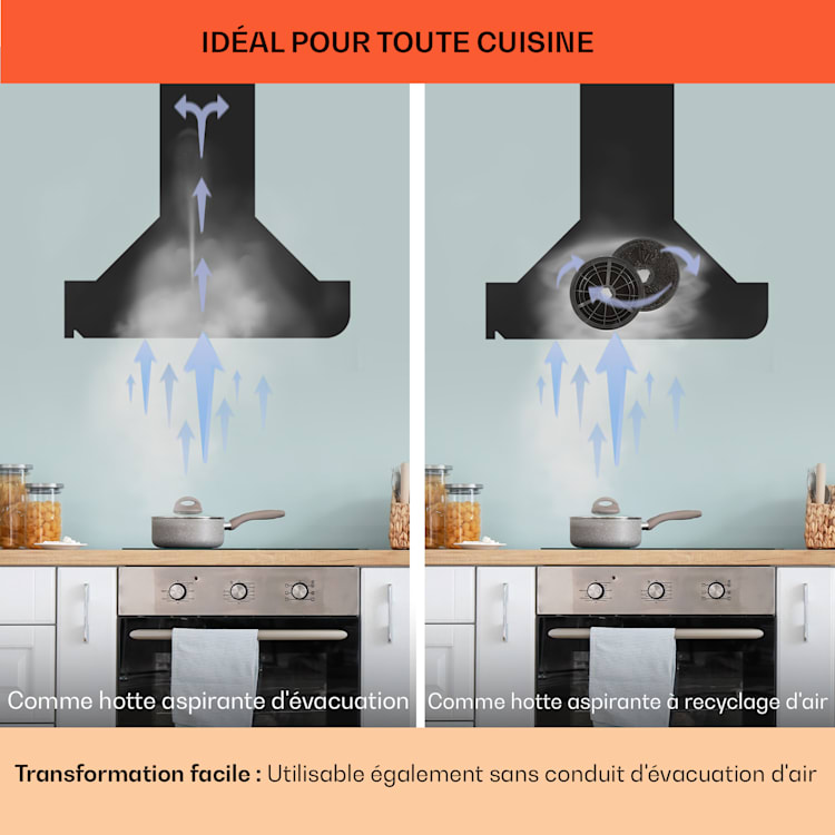 Clara 60 Afzuigkap glas 509 m³/h touch sfeerlicht 60 cm | Zwart