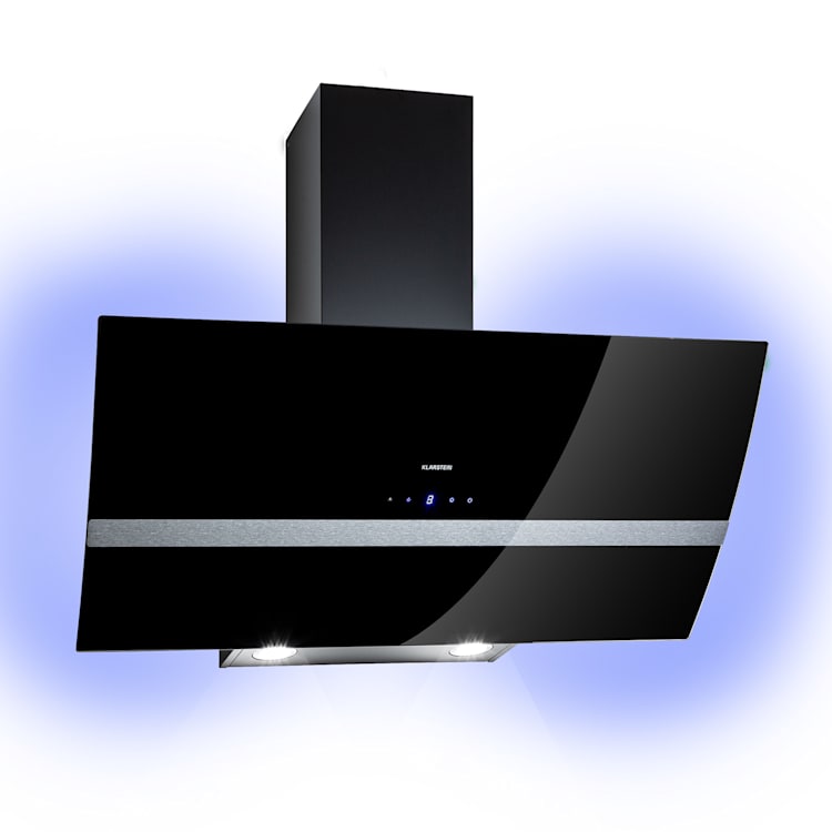 Clara 90 Campana extractora de vidrio 509 m³/h Luz ambiental táctil 90 cm | Negro