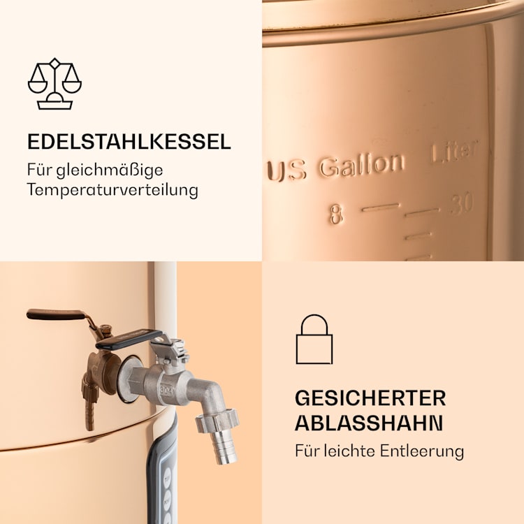 Mundschenk Maischekessel, Bierbrauanlage, 2500 W, 30 l, 9 Programme