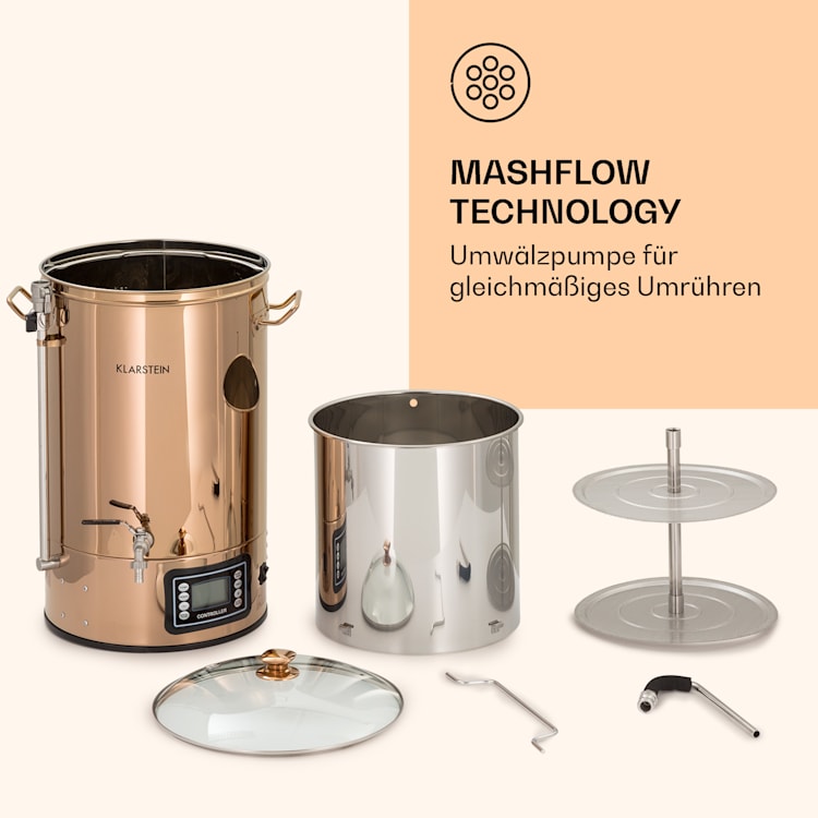 Mundschenk Maischekessel, Bierbrauanlage, 2500 W, 30 l, 9 Programme