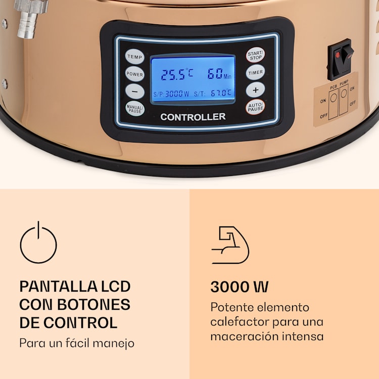Caldera de maceración Mundschenk, sistema de elaboración de cerveza, 2500 W, 30 l, 9 programas