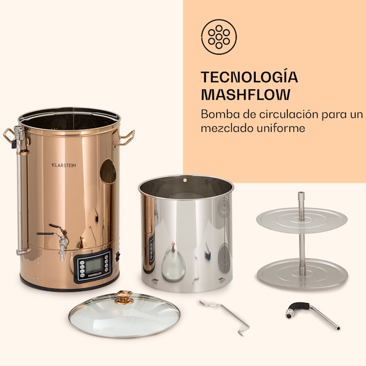 Caldera de maceración Mundschenk, sistema de elaboración de cerveza, 2500 W, 30 l, 9 programas