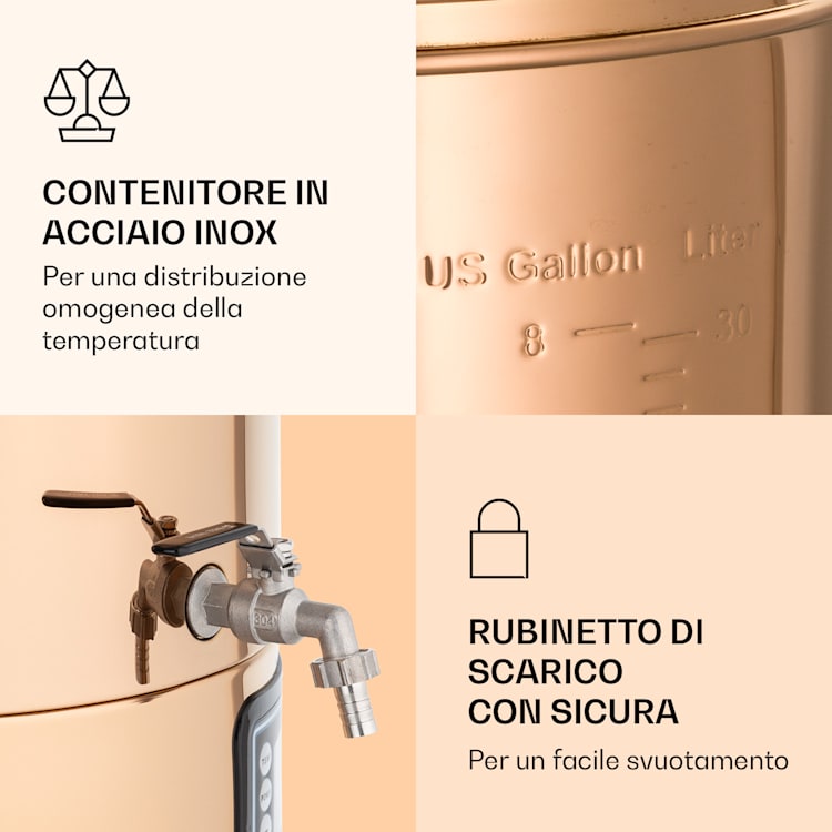 Mundschenk - Caldaia di ammostamento, impianto per la produzione di birra, 2500 W, 9 programmi, 30 l