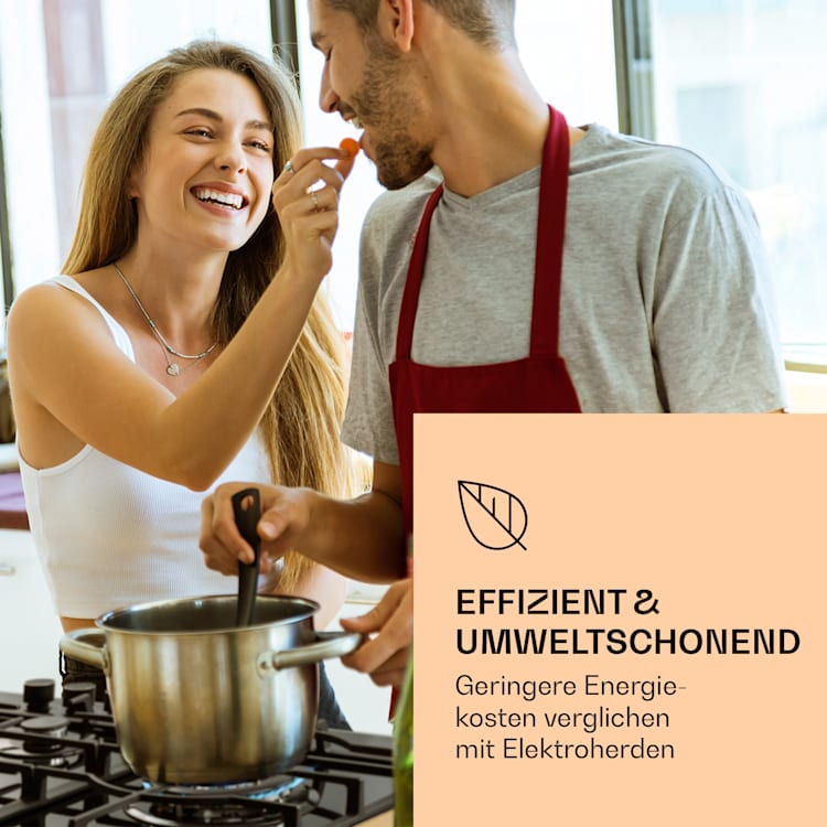 Ignito Chef Edition 5 Zonen Gaskochfeld 5-flammig Sabaf-Brenner Glaskeramik 5 Brenner | Schwarz