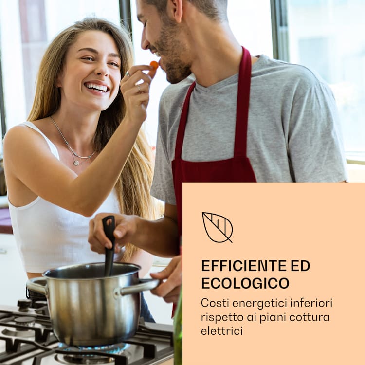 Ignito Chef Edition - Piano cottura a gas, 5 zone, 5 fuochi, bruciatori Sabaf, vetroceramica 5 bruciatori | Argento