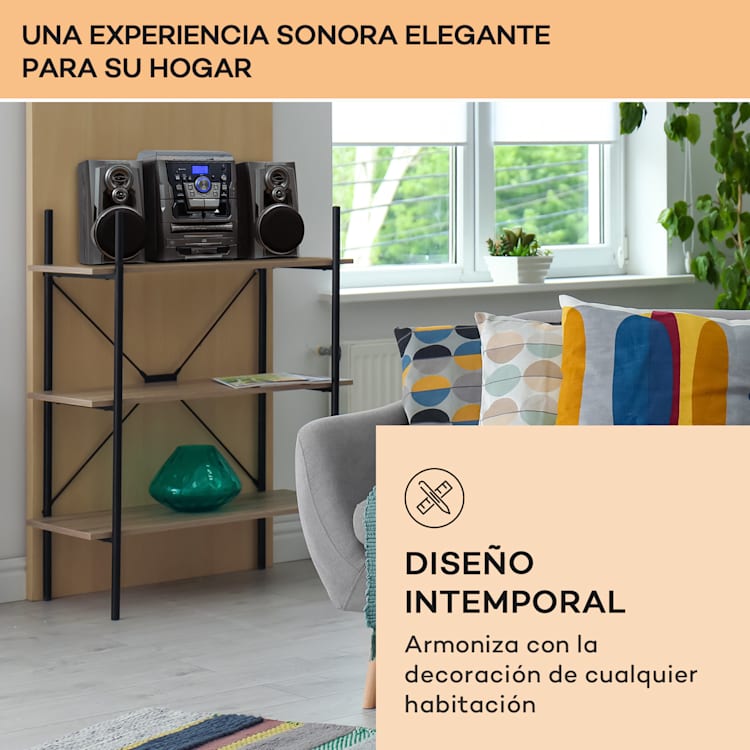 Franklin Sistema estéreo Tocadiscos Triple CD BT Casetes AUX Puerto USB Plata