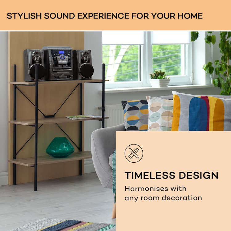 Franklin, stereo systém, gramofón, prehrávač na 3 CD, BT, prehrávač na kazety, AUX, USB port Strieborná