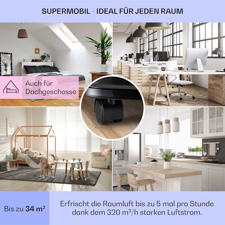New Breeze 7 mobile Klimaanlage 7000BTU 2,1kW bis 34m² EEC A mobil Fernbedienung Schwarz
