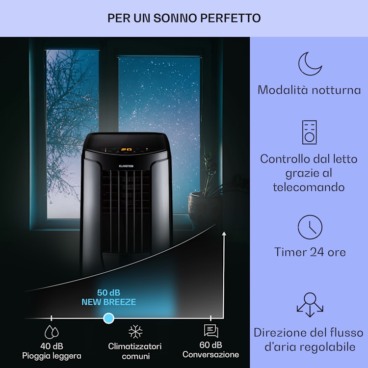 New Breeze 7 climatizzatore portatile, 7000BTU, 2,1 kW, fino a 34m², CEE A, telecomando portatile