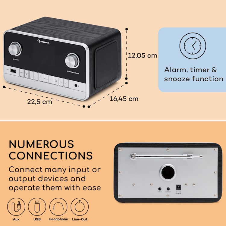 Connect 100 MKII, internetové rádio, přehrávač médií, Bluetooth, DAB/DAB+, ovládání aplikací