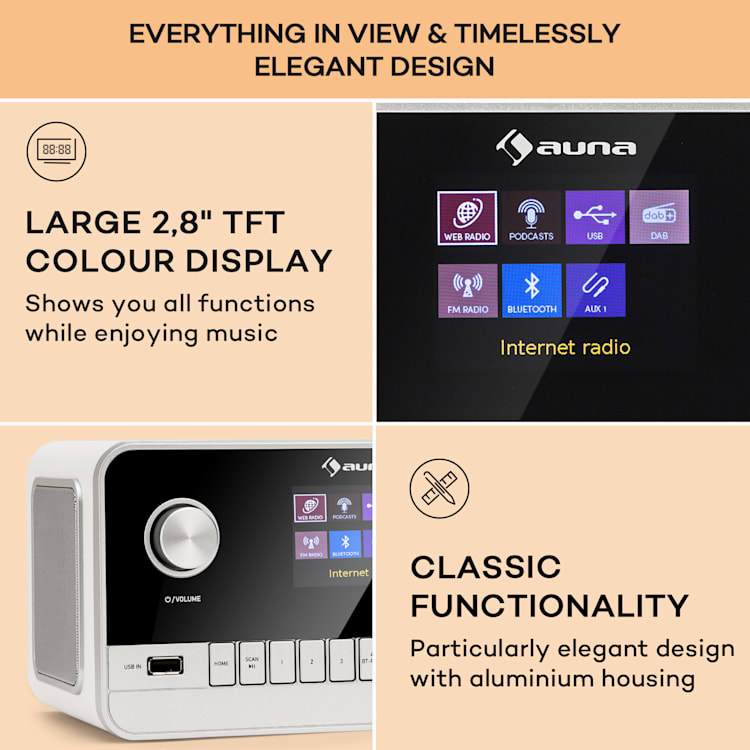 Connect 100 MKII, Internet radio, Media Player, Bluetooth, DAB/DAB+, control prin aplicații