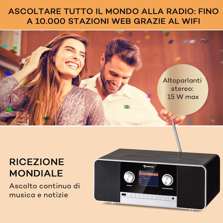 Connect 120 MKII - Radio web, Bluetooth, WiFi, DAB/DAB+, USB Nero