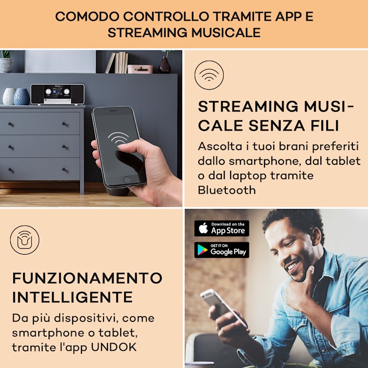 Connect 120 MKII - Radio web, Bluetooth, WiFi, DAB/DAB+, USB Nero
