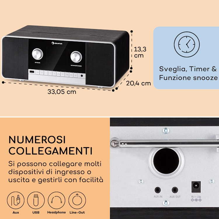 Connect 120 MKII - Radio web, Bluetooth, WiFi, DAB/DAB+, USB Nero