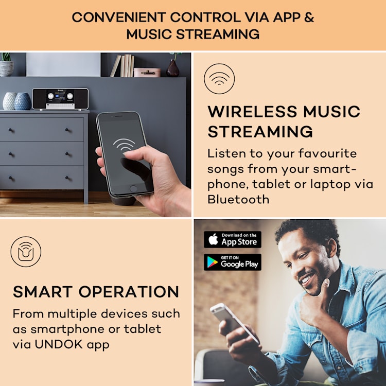 Connect 120 MKII internetradio Bluetooth WIFI DAB/DAB+ USB AUX Zwart