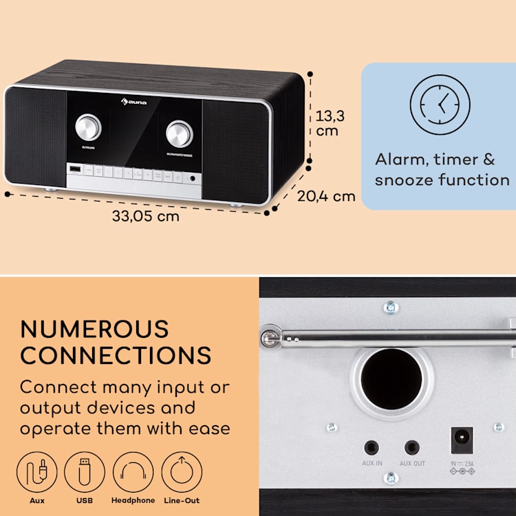 Connect 120 MKII internetradio Bluetooth WIFI DAB/DAB+ USB AUX Zwart