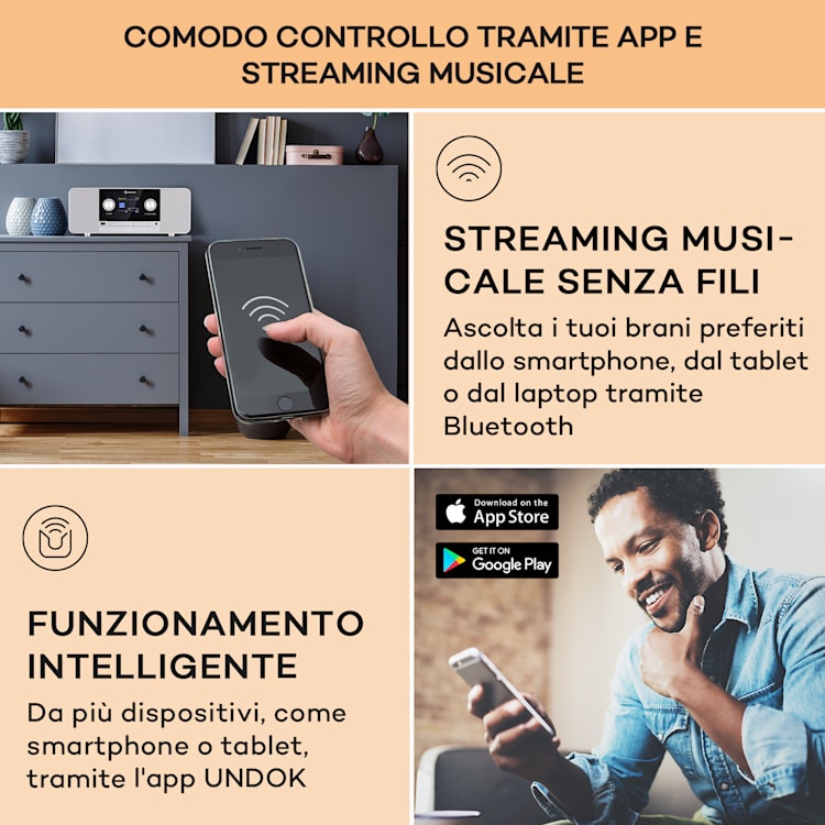 Connect 120 MKII - Radio web, Bluetooth, WiFi, DAB/DAB+, USB Noce