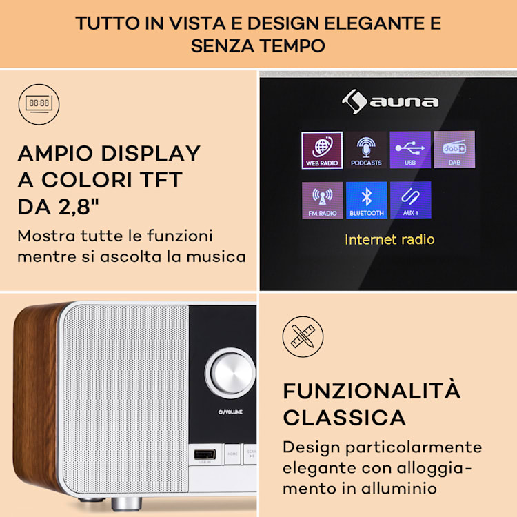 Connect 120 MKII - Radio web, Bluetooth, WiFi, DAB/DAB+, USB Noce