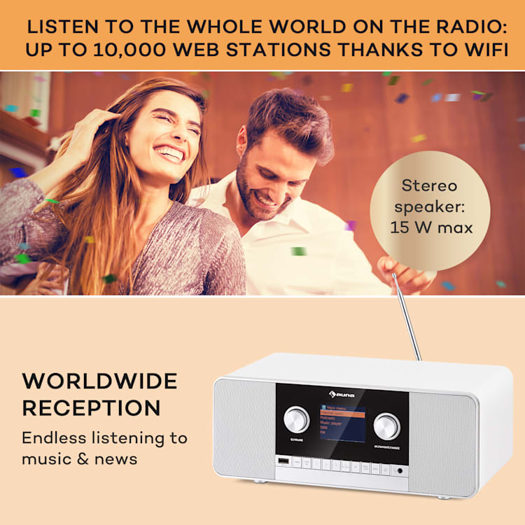 Connect 120 MKII Radio Internet Bluetooth WiFi DAB/DAB+ USB AUX Blanc