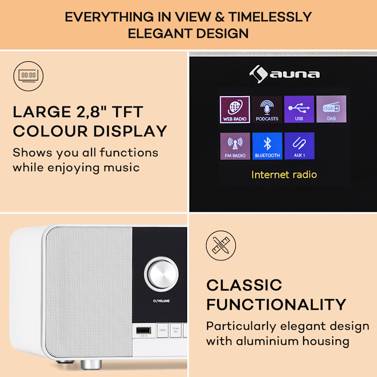 Connect 120 MKII Radio Internet Bluetooth WiFi DAB/DAB+ USB AUX Blanc