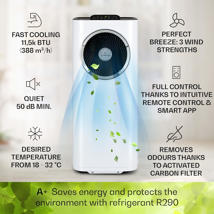 Kraftwerk Eco Smart 11, légkondicionáló, 3 az 1-ben, 11.500 BTU, távirányító, applikációval vezérelhető Fehér