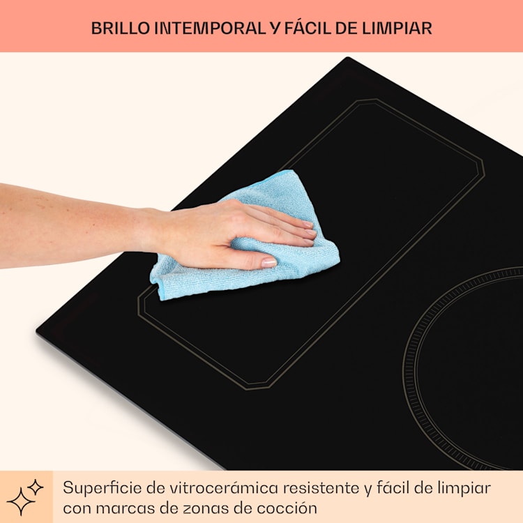 Placa de inducción Victoria 5 Flex Instalación 7400 W 2 Zonas flexibles Temporizador 5 | Negro