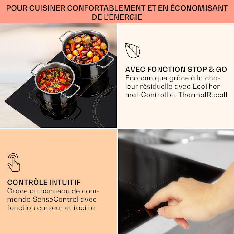 Victoria 5 Flex Table de cuisson à induction encastrable 7400 W 2 zones Flex minuterie 5 | Noir