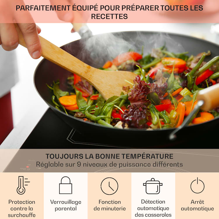 Victoria 5 Flex Table de cuisson à induction encastrable 7400 W 2 zones Flex minuterie 5 | Noir