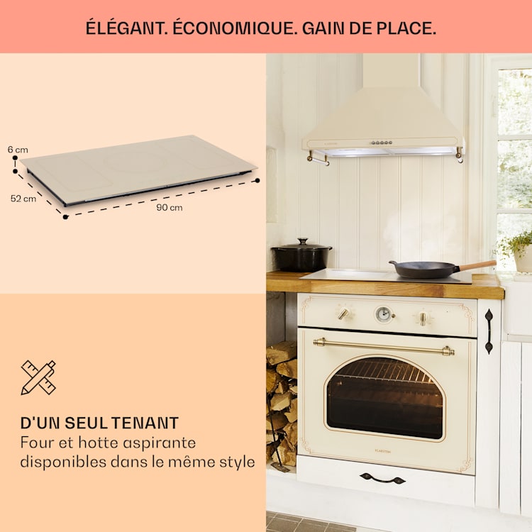 Victoria 5 Flex Table de cuisson à induction encastrable 7400 W 2 zones Flex minuterie 5 | Ivoire