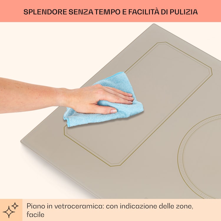 Victoria 5 Flex - Piano cottura a induzione da incasso, 7400 W, 2 zone flessibili, timer 5 | Avorio