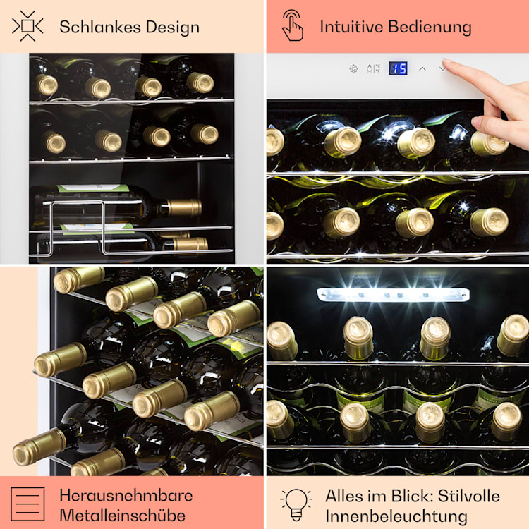 Shiraz 20 Uno Weinkühlschrank 53l 20Fl Touch-Bedienfeld 5-18°C 20 Flaschen | 1 Kühlzone | Weiß