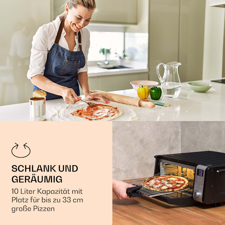 Vita-Crisp Heißluftfritteuse 1700W 10L 8 Funktionen platzsparend Schwarz