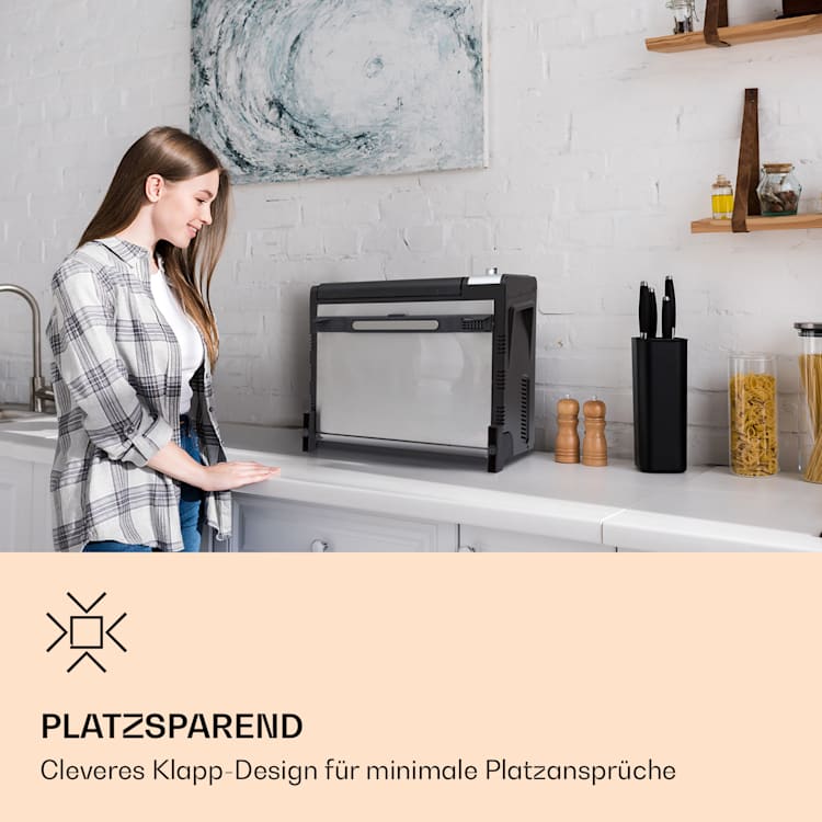 Vita-Crisp Heißluftfritteuse 1700W 10L 8 Funktionen platzsparend Schwarz