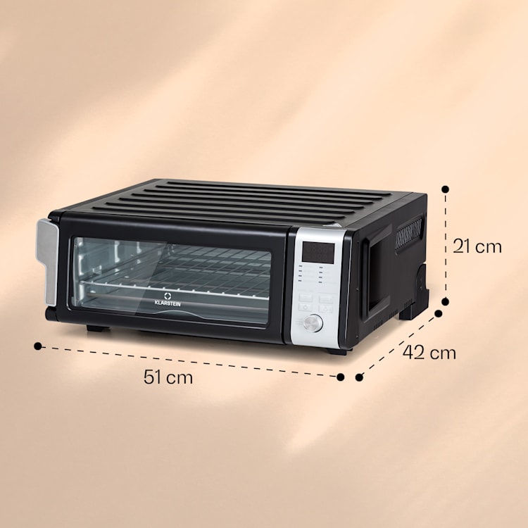 Vita-Crisp Heißluftfritteuse 1700W 10L 8 Funktionen platzsparend Schwarz