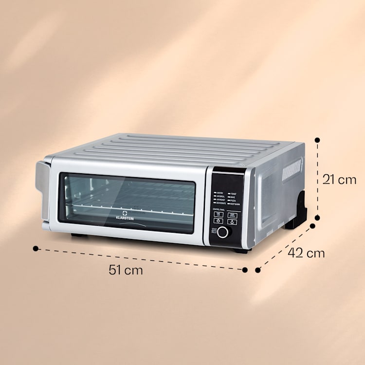 Vita-Crisp Heißluftfritteuse 1700W 10L 8 Funktionen platzsparend Silber