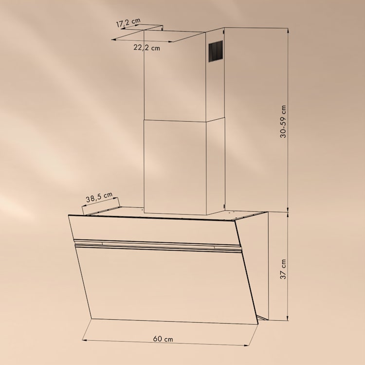Hotte d'aspiration Alina 60 Smart 60 cm 594 m³/h LED Lumière d'ambiance Façade en verre 60 cm | Noir