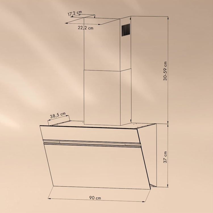 Exaustor Alina 90 Smart 90 cm 600 m³/h LED Luz ambiente Frente de vidro 90 cm | Branco