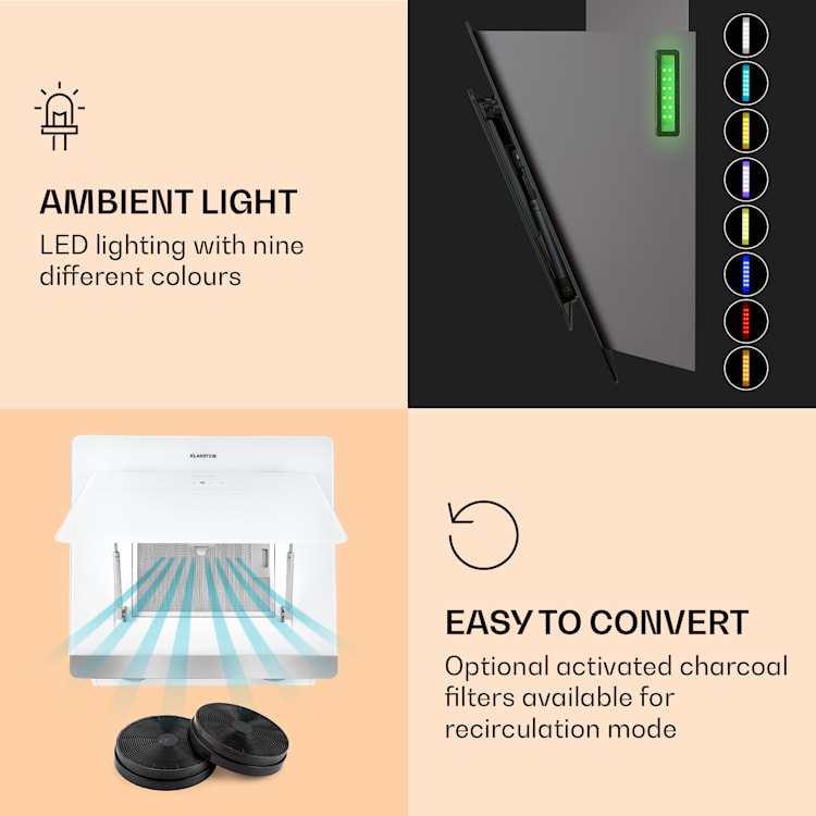 Exaustor Aurora 60 Smart 550 m³/h 60cm sem cabeça luz ambiente CEE A++ 60 cm | Branco