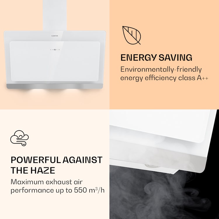 Exaustor Aurora Smart 90 550 m³/h 90cm sem cabeça luz ambiente CEE A++ 90 cm | Branco