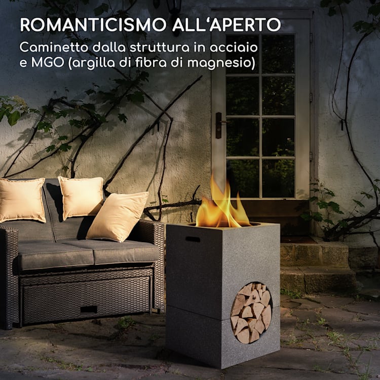 Braciere Monolith di blumfeldt con griglia in MGO e copertura in acciaio con parascintille Grigio Chiaro