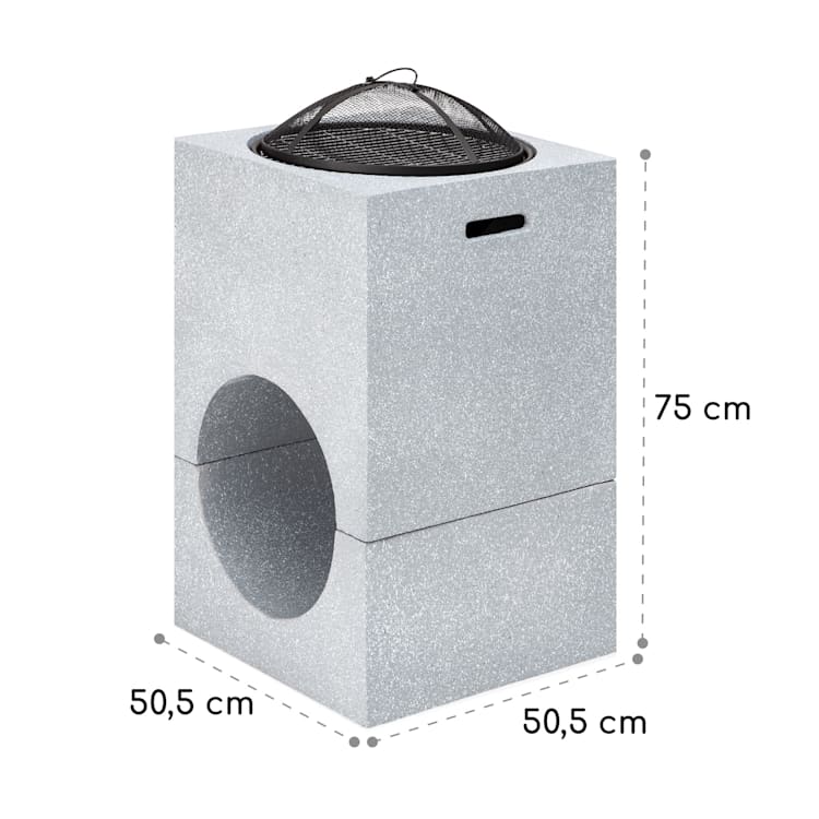 blumfeldt Monolith Feuerschale mit Grill MGO & Stahlschale inkl. Funkenschutz Hellgrau