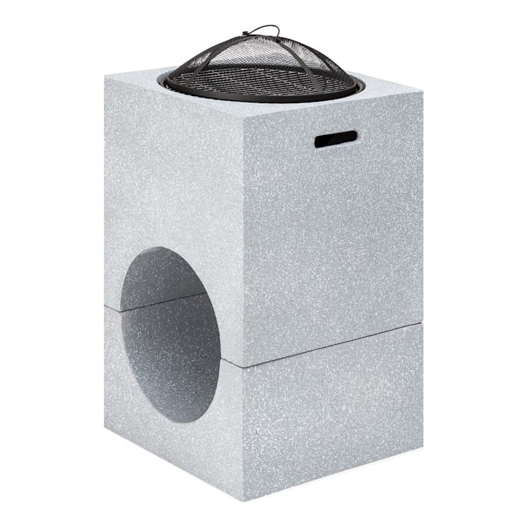 blumfeldt Monolith Eldskål med grill MGO & stålskål inkl. gnistskydd Ljusgrå