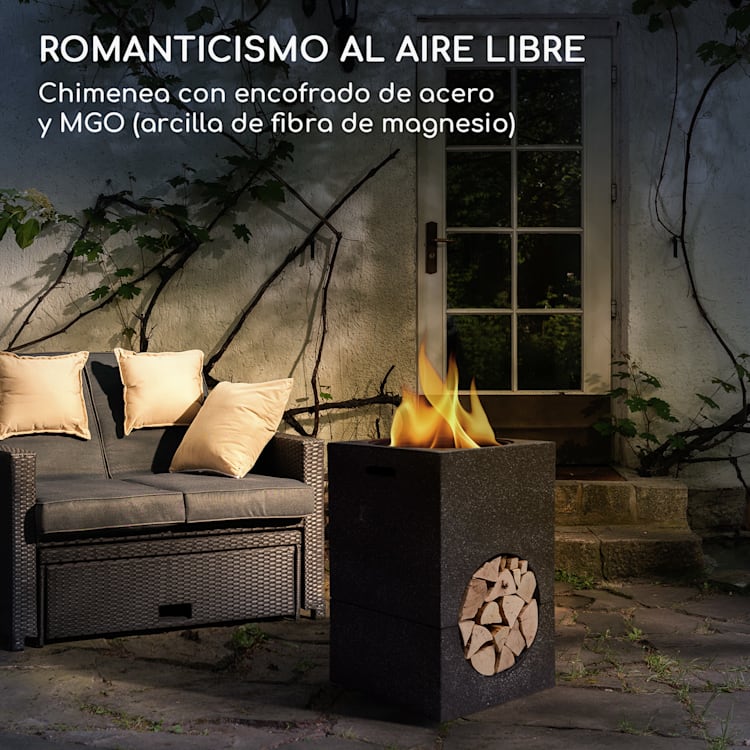 blumfeldt Recipiente de fuego Monolith con parrilla MGO y recipiente de acero incl. protección contra chispas Negro