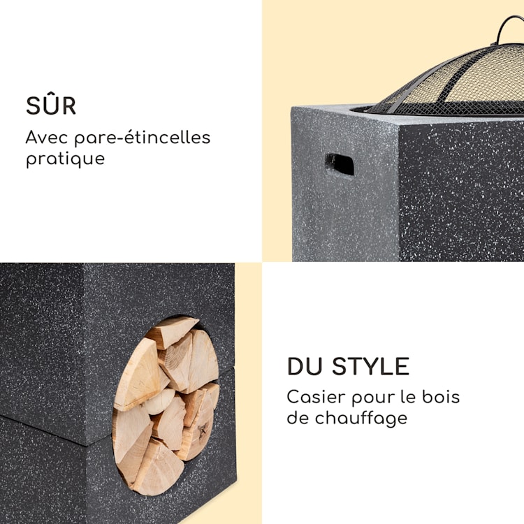 Braséro blumfeldt Monolith avec grill MGO & bac en acier et pare-étincelles Noir