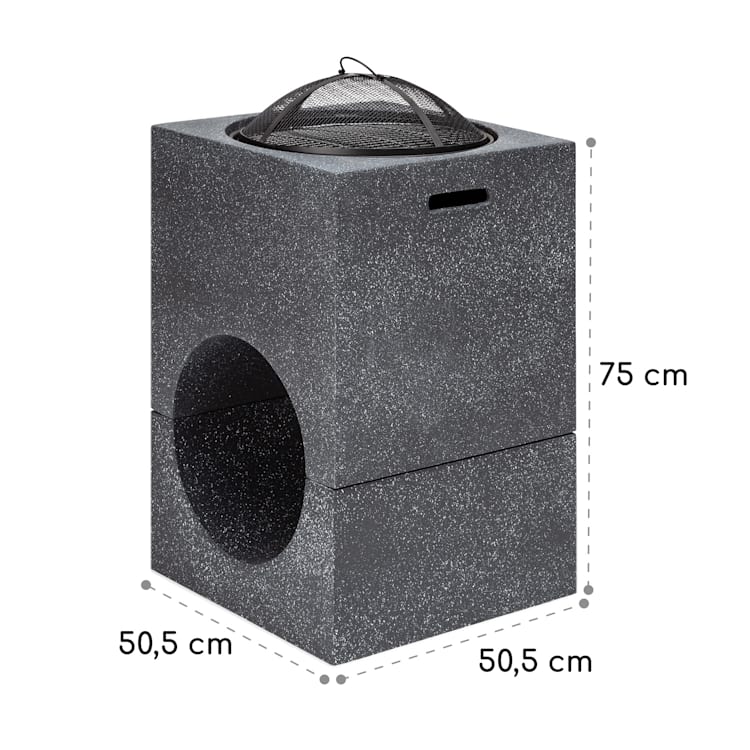 blumfeldt Recipiente de fuego Monolith con parrilla MGO y recipiente de acero incl. protección contra chispas Negro
