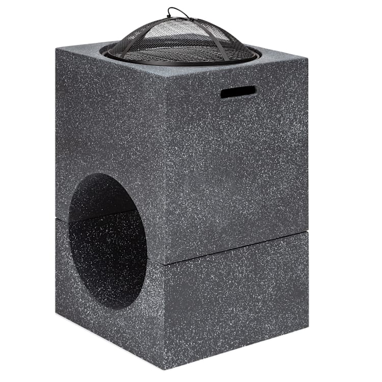 Braséro blumfeldt Monolith avec grill MGO & bac en acier et pare-étincelles Noir