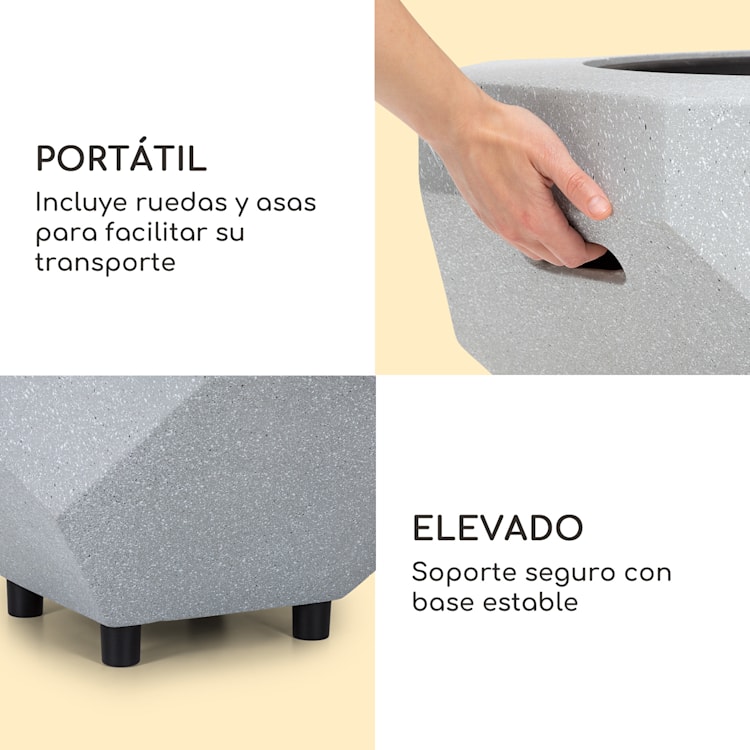 blumfeldt Recipiente de fuego Diamond con parrilla MGO y recipiente de acero incl. protección contra chispas Gris Claro