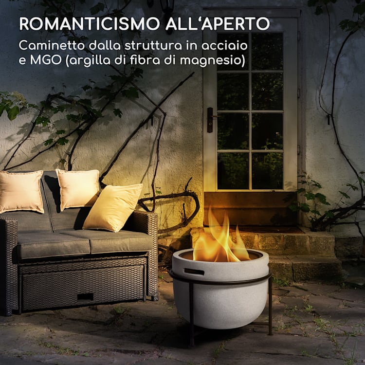 Braciere Grail di blumfeldt con griglia in MGO e copertura in acciaio con parascintille Grigio Chiaro
