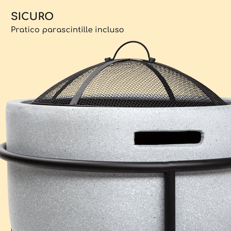 Braciere Grail di blumfeldt con griglia in MGO e copertura in acciaio con parascintille Grigio Chiaro