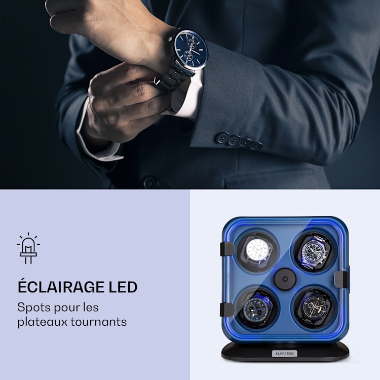 Clover Remontoir 4 montres 3 rotations 4 vitesses LED Noir/bleu métallisé